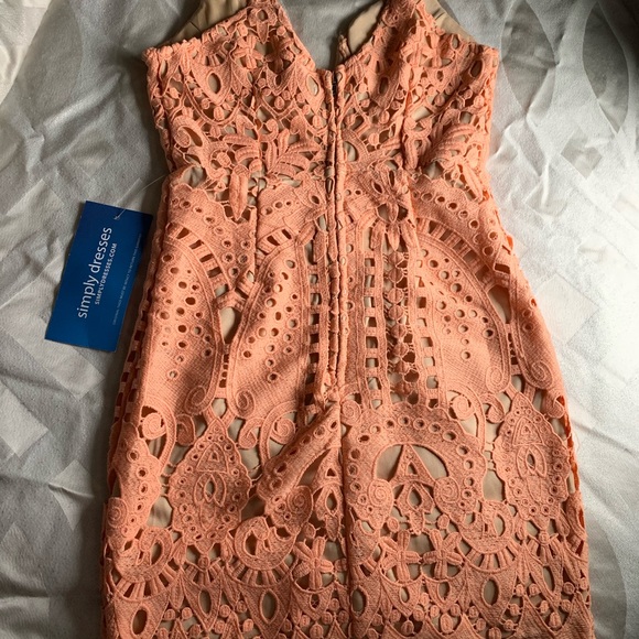 Simply Dresses: Peach lace dress w. Nude underlay - Picture 2 of 2